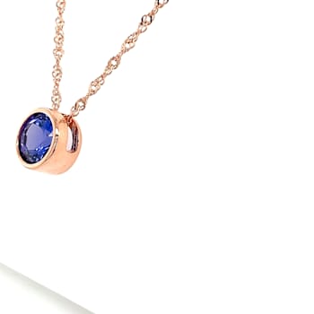 Round Tanzanite and Cubic Zirconia 18K Rose Gold Over Sterling Silver
Pendant with chain, 2.15ctw.