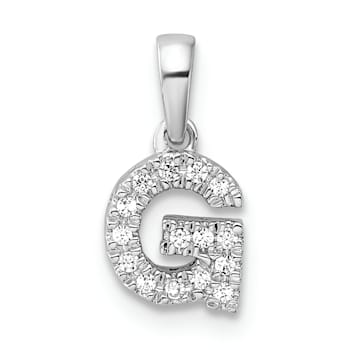 14K White Gold Diamond Letter G Initial with Bail Pendant