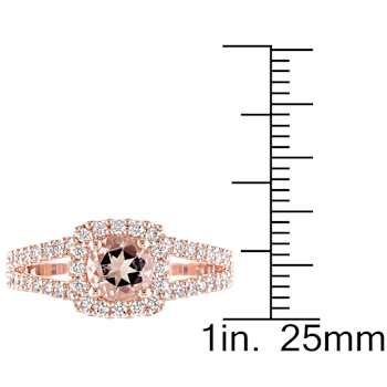 Morganite and Diamond 14K Rose Gold Bridal Ring 1.33ctw