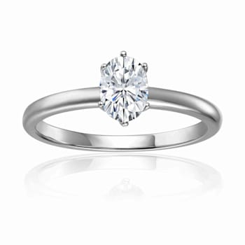 Oval Moissanite Sterling Silver Solitaire Ring, 1.00ct
