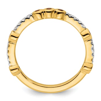 14K Yellow Gold Stackable Expressions Garnet and Diamond Ring 0.225ctw