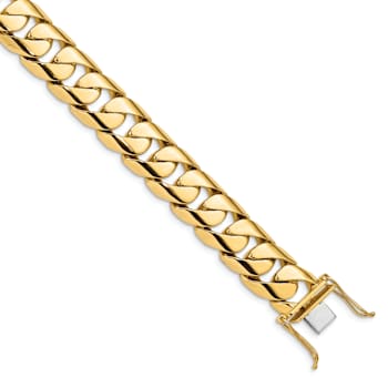 14K Two-tone Gold 15.4mm Hand-polished Rounded Curb Link Bracelet