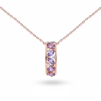 Natural Purple Amethyst 14K Rose Gold Over Sterling Silver Pear Shape
Pendant with Chain