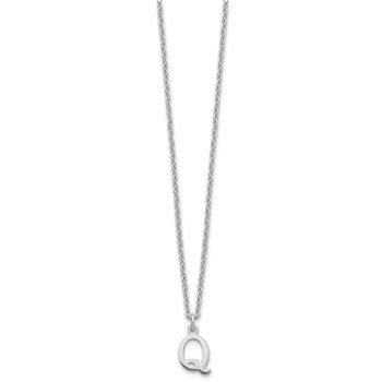 Rhodium Over Sterling Silver Cutout Letter Q  Initial Necklace