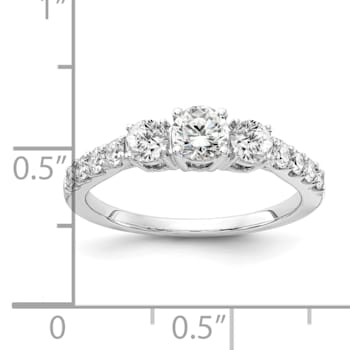 Rhodium Over 14K White Gold Lab Grown Diamond SI1/SI2, G H I, 3-Stone
Engagement Ring