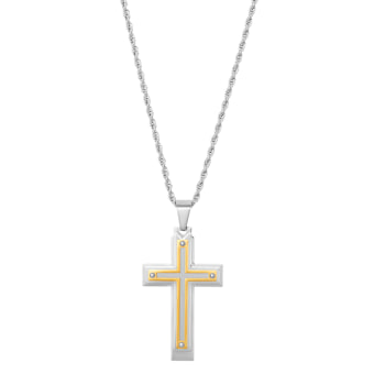 Invicta Men's Two-Tone Cross Pendant With Chain In Stainless Steel