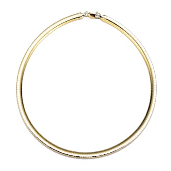 Polished Omega Necklace In 14K Gold Over Sterling Silver