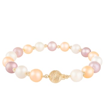 14k Yellow Gold Multicolored freshwater pearl beaded Bracelet
