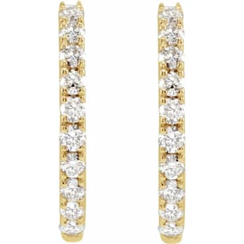 14K Yellow Gold 0.25ctw Round Lab-Grown Diamond Hoop Earrings