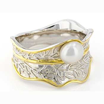 Freshwater Pearl Nature Inspired Two-Tone Ring