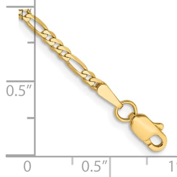 14K Yellow Gold 2.25mm Flat Figaro Chain Bracelet