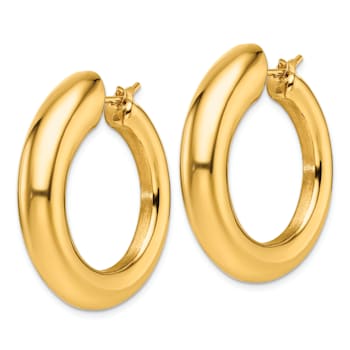14K Yellow Gold Round Hoop Earrings