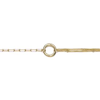 Circular Charm Dual Chain Bracelet In 14K Gold Over Brass