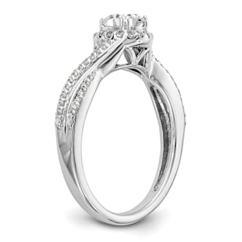 Rhodium Over 14K White Gold Lab Grown Diamond Complete Halo Engagement
Ring 0.74ctw