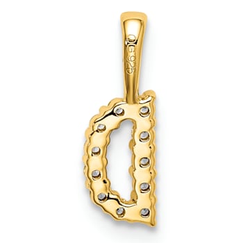 14K Yellow Gold Lab Grown Diamond Letter D Initial Pendant