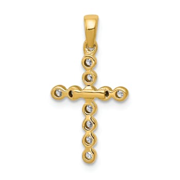 14K Yellow Gold Polished 1/10ct. Diamond Cross Pendant