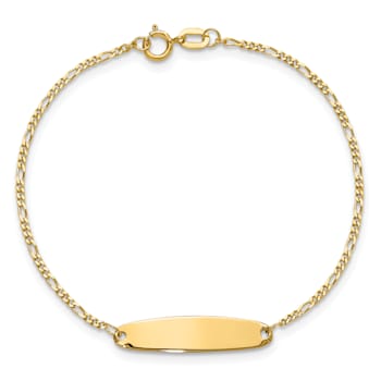 14K Yellow Gold Figaro Baby Oval ID Bracelet