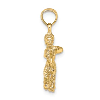 14k Yellow Gold 3D Textured Sagittarius Zodiac pendant