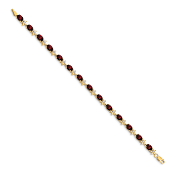 14k Yellow Gold Floral Diamond and Garnet Bracelet