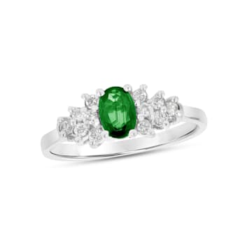 0.60ctw Emerald and Diamond Ring in 14k White Gold