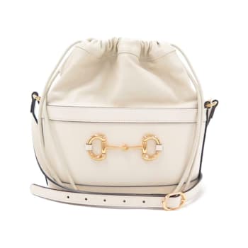 Gucci 1955 Horsebit White Leather Bucket Bag