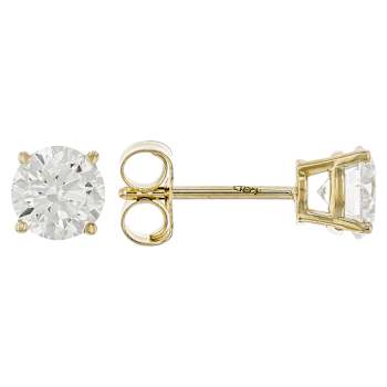 Lab-Grown Diamond Solitaire Stud Earrings 1.00ctw In 10K Yellow Gold