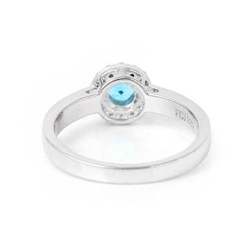 Paraiba Blue Apatite and Lab Grown Diamond Accent Ring Rhodium Over
Sterling Silver 0.69ctw