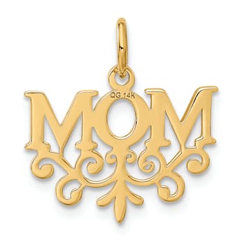 14K Yellow Gold MOM Charm