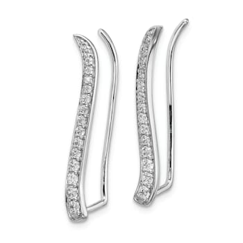 Rhodium Over 14K White Gold Lab Grown Diamond Ear Climber Earrings