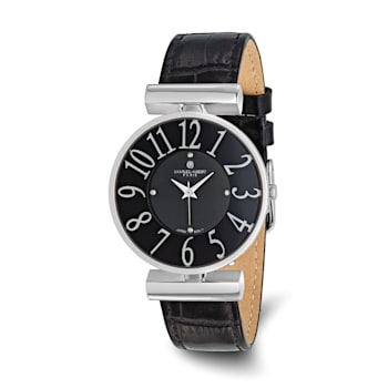 Ladies Charles Hubert Stainless Steel Black Dial Watch