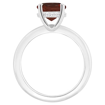 8mm Round Garnet With Diamond Accents Rhodium Over Sterling Silver
Hidden Halo Ring