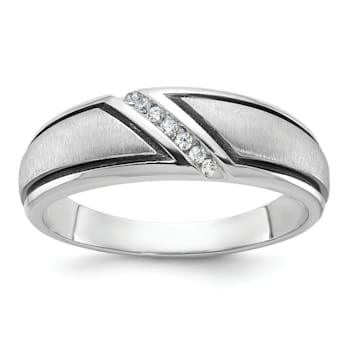 Rhodium Over 10K White Gold with Black Rhodium Men's Polished and Satin
A Diamond Ring 0.07ctw