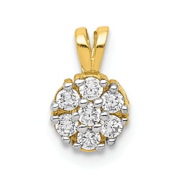 10k Yellow Gold Small Cubic Zirconia Flower Charm