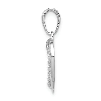 Rhodium Over 14k White Gold Polished and Textured Heart Pendant