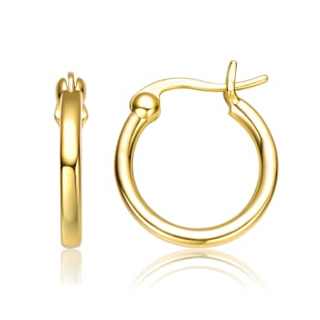Polished Hoop Earrings In 14K Gold Over Sterling Silver