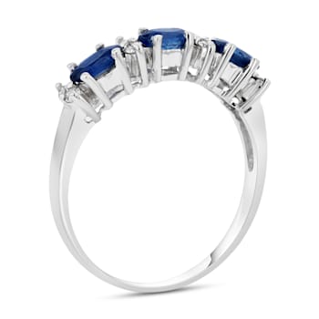 1.05ctw Sapphire and Diamond Band Ring in 14k White Gold