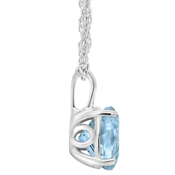 8mm Round Sky Blue Topaz Rhodium Over Sterling Silver Pendant With Chain