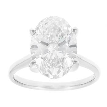 Lab-Grown Diamond Oval Solitaire Ring In 14K White Gold 5.00ct