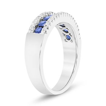 Sapphire and Diamond 14k White Gold Band Ring 1.00ctw