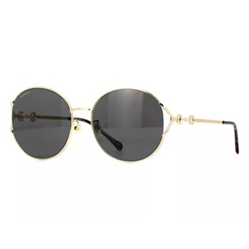 Gucci Gold Tone Frame with Tortoise Accent / Gray Frame Round Sunglasses