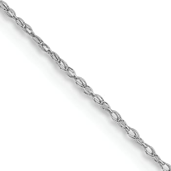 Rhodium Over 14k White Gold 0.5mm Solid Cable 13 Inch Chain