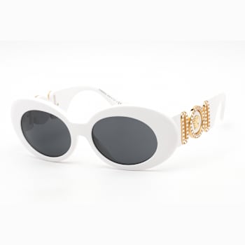 Versace White Oval Frames / Dark Gray Lenses Sunglasses