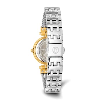 Charles Hubert IP-plated MOP Dial with Stainless Steel Wire Bangle Watch