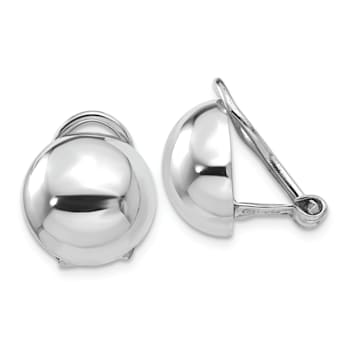 Rhodium Over 14k White Gold 12mm Polished Non-pierced Stud Earrings