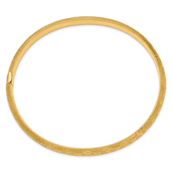 14k Yellow Gold 6.5mm Diamond-Cut Fancy Hinged Bangle
