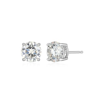 Round Moissanite Platineve Stud Earrings 2.40ctw DEW