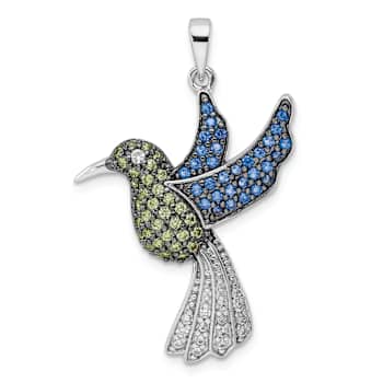 Rhodium Over Sterling Silver Black and White Multicolor Cubic Zirconia
Hummingbird Pendant