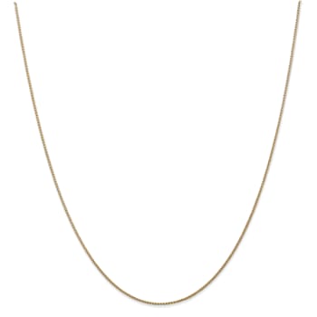 14k Yellow Gold 1mm Solid Diamond Cut Wheat Chain 18"