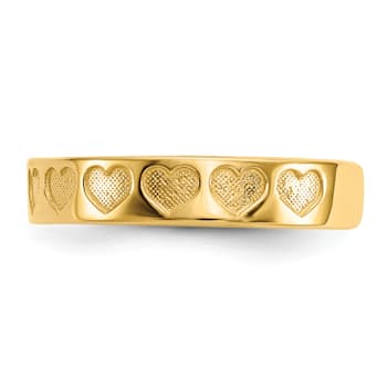 14K Yellow Gold Heart Toe Ring