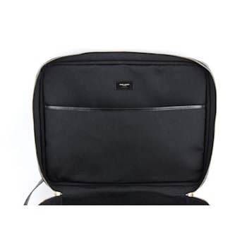 Saint Laurent Monogram Large Luggage Case Bag Dark Brown Coated Canvas
